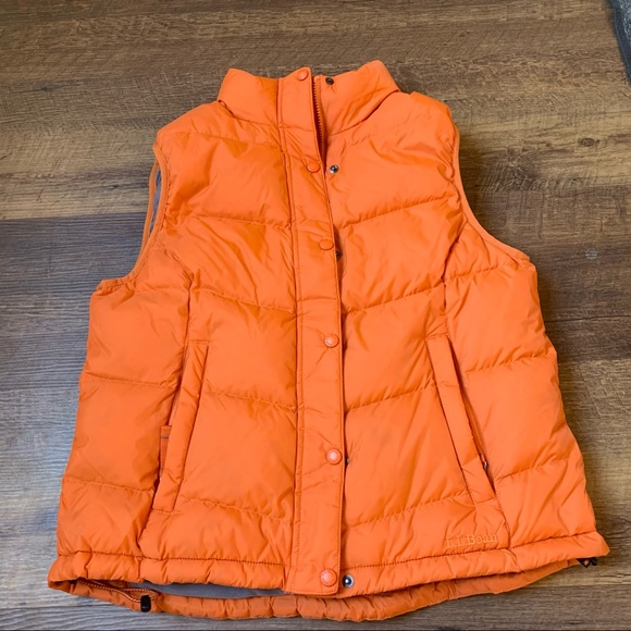 L.L. Bean Jackets & Blazers - L.L. Bean Zip Up Puffy Goose Down Vest Orange M